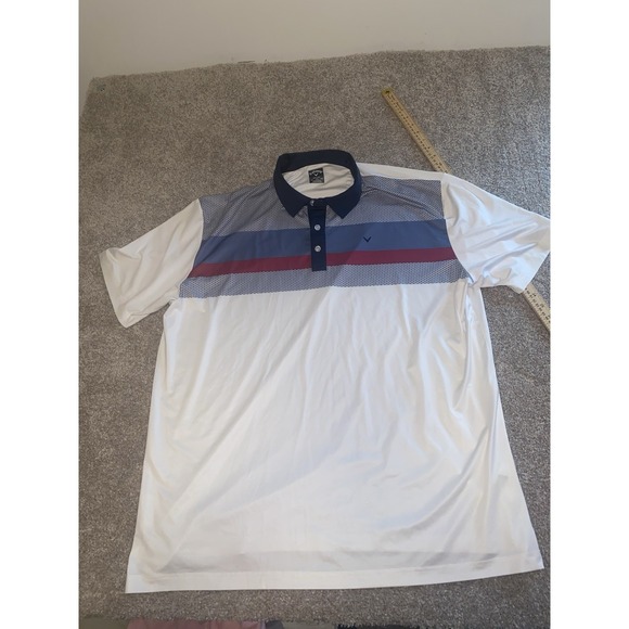 Callaway Opti-Dri Polo Color Block Striped‎ Men's XXL Stretch Performance Golf - Picture 2 of 8